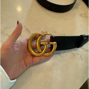 Authentic Gucci Wide Letter Belt with Double G Buckle